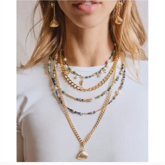 mayamar Jewelry - Mayamar Sea Shell Curb Chain Necklace 24K Gold Plated NWT Coastal Cowgirl